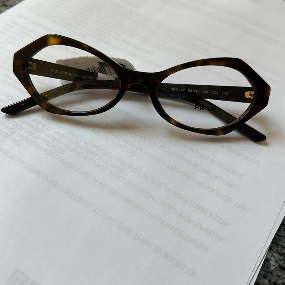 PRADA NWT Eyeglasses - made in Italy w/case Color Tortoise 53/18